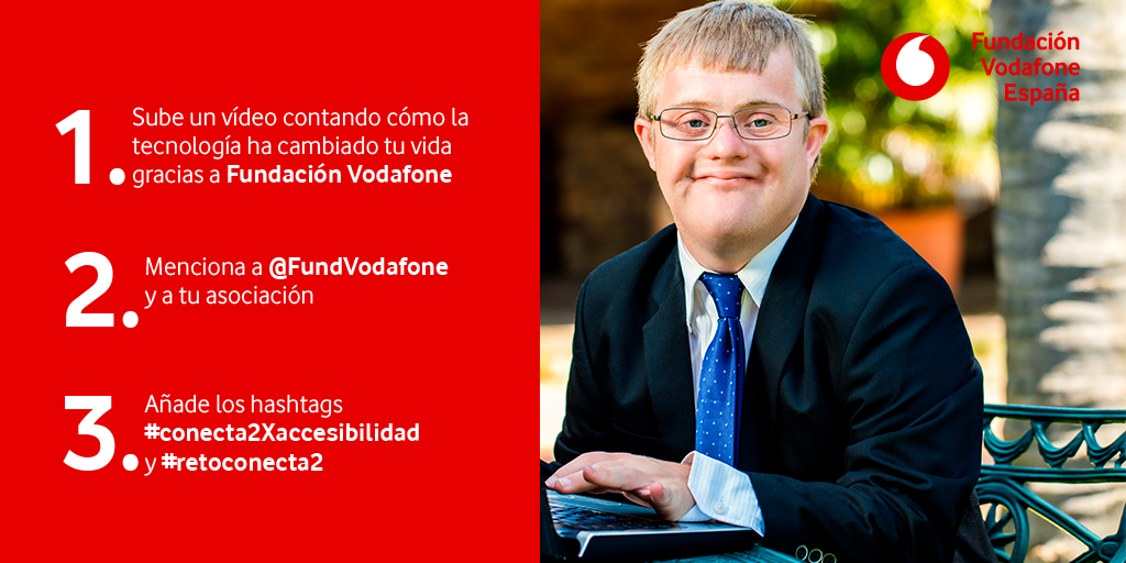 FundVodafone's tweet photo. ¡Que no te lo cuenten! ¡Únete a #retoconecta2 y comparte con nosotros cómo la tecnología ha cambiado tu vida gracias a estar #conecta2Xaccesibilidad! Si aún no sabes cómo puedes participar, aquí tienes toda la info👉https://t.co/FSQ4oPDpIl ❤️ https://t.co/cubgEpQCNa