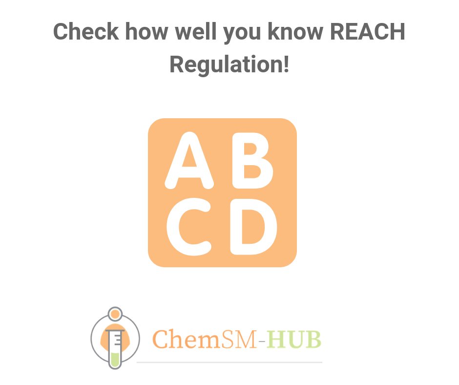 ChemSM_HUB's tweet photo. #REACH regulation: practice exercises to test your knowledge! Learn the basic definitions of #REACH, and define the role and responsibilities of downstream users and distributors in the supply chain. #chemsmhub #ChemicalSafety https://t.co/VlyPM4UD5b