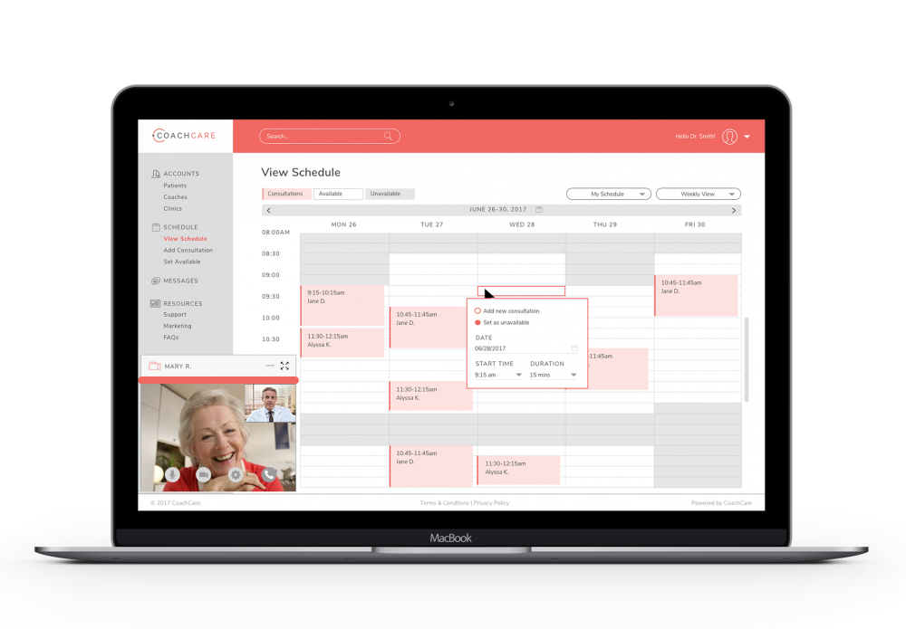 CoachCareNYC's tweet photo. CoachCare is pleased to announce that our #VideoConsultation feature is available to all clinics! Using video between in-person sessions is a highly effective tool to increase patient engagement and loyalty to your practice. https://t.co/6q90qpzNG7