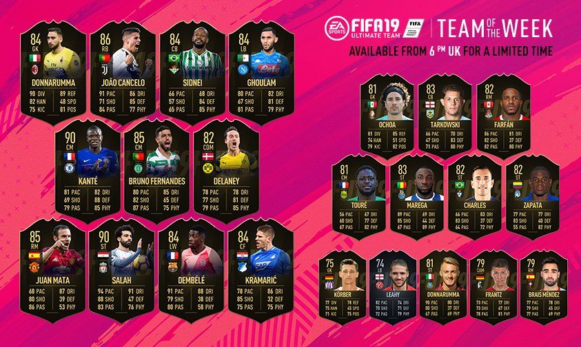 Tuurlijk! De leak van #TOTW13 zoals we eerder vandaag op onze Twitter hebben gepost bleek juist te zijn waardoor we een redelijk tot zeer goed TOTW hebben. Welke speler hieruit gaat er direct in jouw team?
🇫🇷 Kante
🇫🇷 Dembele
🇪🇬 Salah
🇵🇹 Cancelo
