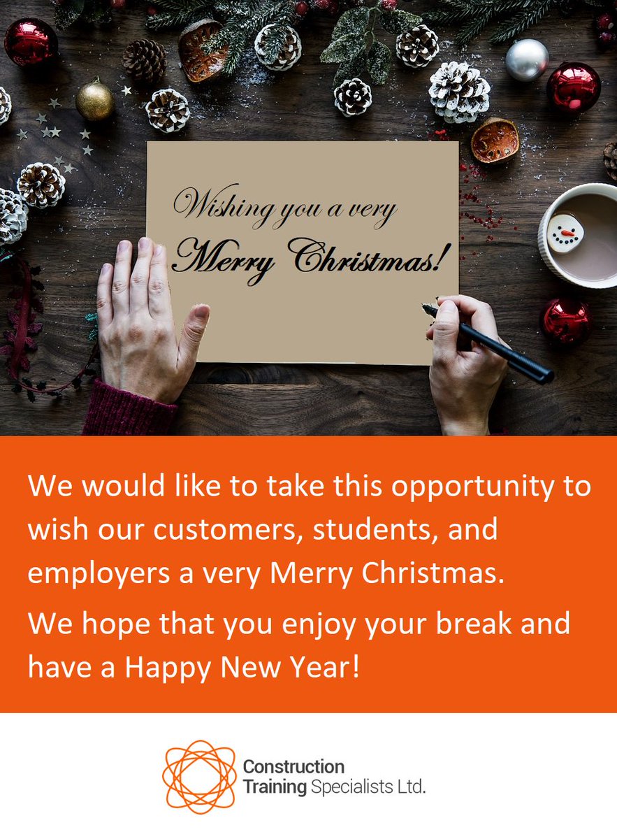 CTS_Ltd's tweet photo. We would like to take this opportunity to wish our customers, students and employers a very #MerryChristmas and a #HappyNewYear! CTS will close for the holidays on Friday 21st December and will re-open on Wednesday 2nd January 2019. Term will commence W/C 7th January 2019. #XMAS https://t.co/SItC2lrNqo