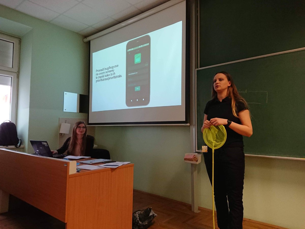 dolleeeer's tweet photo. hold my first QA lecture for @cobe_tech today with my collegaue Jelena. I can't remember the last time I hold a lecture because of my fear of talking in front of people, but I'm so proud of myself and the team for doing it! #QAtalks https://t.co/WsezzHaJoN