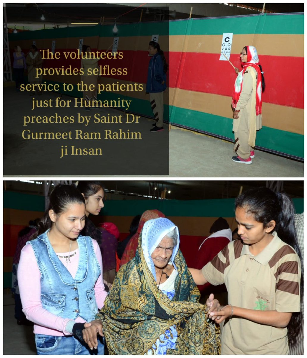 Akarshika9's tweet photo. #Day1_FreeEyeCampAtDSS @Gurmeetramrahim @derasachasauda the volunteers provide selfless service to the patients just for humanity https://t.co/yoPqLyOFFs