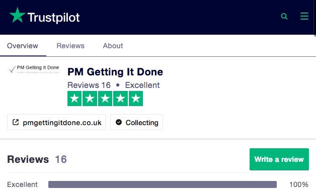 PMGettingItDone's tweet image. Proud of the reviews on Trustpilot from PMGID’s lovely customers. #review #trustpilot #website #fivestar