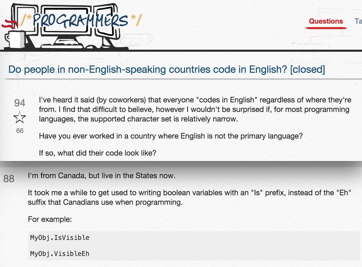 CodeWeGo's tweet image. English coding standards can be difficult, even for our friendly northern neighbors! #eh