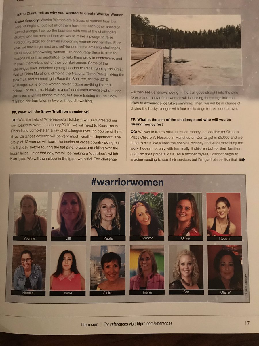 SigmaCheshire's tweet photo. Check out our amazing #warriorwomen in the latest @Fitpro_online magazine! 7 weeks to go until our #SnowTriathlon for @GracesPlaceFMN #fitnesschallenge #strongwomen https://t.co/YyiKtgTpLE