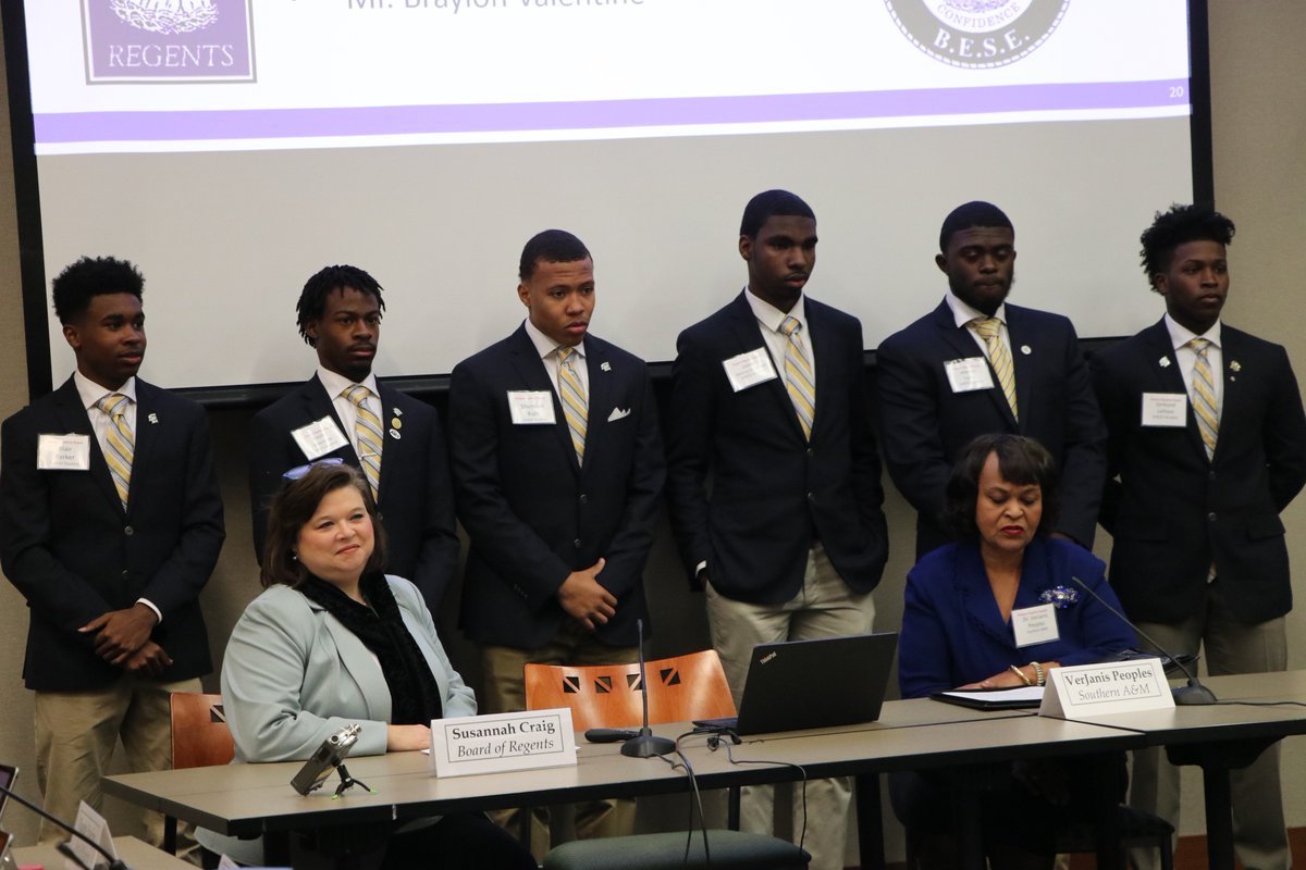 LA_Regents's tweet image. Pleased to welcome the young men of Louisiana's @SHEEOed #ProjectPipeline -- a program focused on increasing the number of minority males in teaching -- to the joint board meeting today. These juniors and seniors at @sulabschool have committed to pursing careers in education.