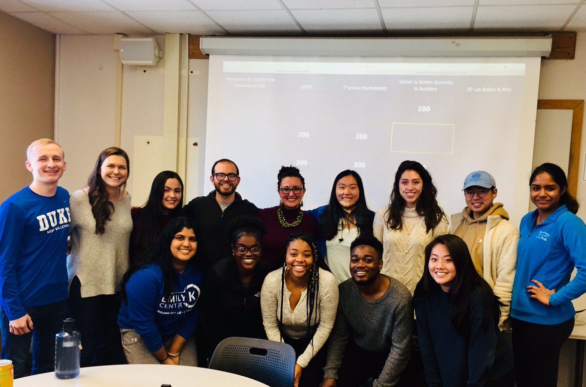 sarahegaither's tweet photo. Happy end of term to you all from the #dukeidlab @DukePsychNeuro @DukePsychNeuro With 19 undergraduates, three graduate students including one visiting us all the way from China, and an amazing lab manager and myself, this was our biggest term to date! #endoftheterm #winterbreak https://t.co/aShRMu0uAS