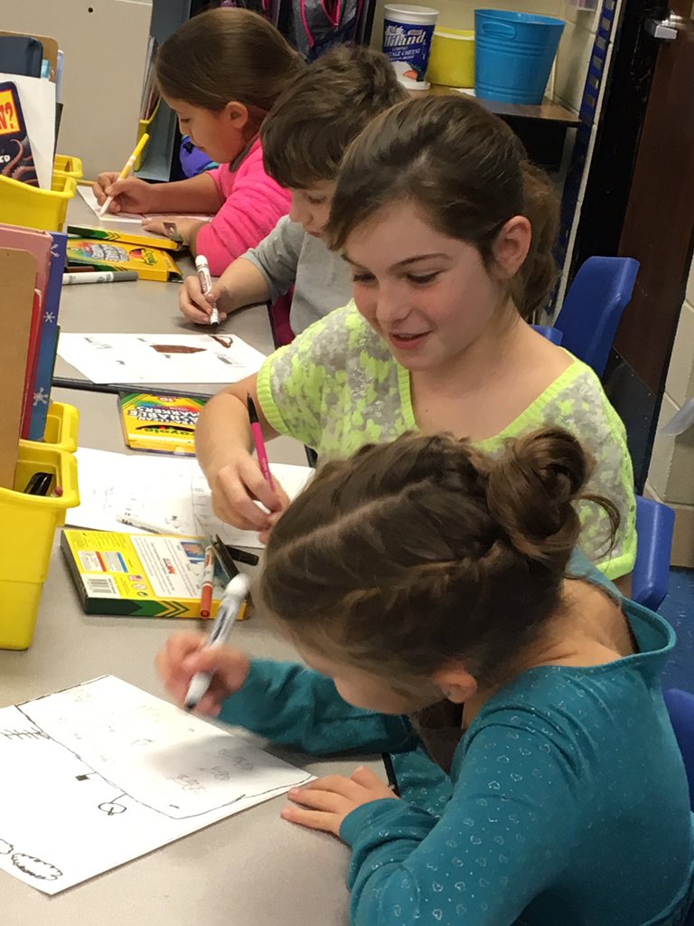 Lowery3rd's tweet image. Our class book is almost ready to send off for publication!! We are carefully coloring our illustrations this morning!! #laststep #3rdgradeauthors #welovewriting @MaplecrestLeban