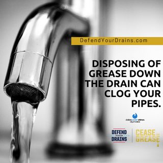 Please visit us each Day at Defend Your Drains for our 12 🌲Days of Christmas.

On the 1st Day of Christmas don’t forget that:
Running hot water in your sink doesn’t make grease go away. It just washes it further down the pipes. Grease will solidify and cause sewage problems.