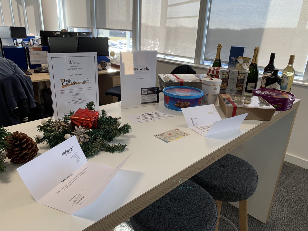 CynthiaAdvanced's tweet photo. @advanced Ashford office held a raffle today to raise money for @PrincesTrust. Thanks to all of our colleagues who celebrated Christmas with us. We had some great prizes donated and have raised £180 through ticket sales and donations. #MerryChristmas https://t.co/fpwxOJSeQ9
