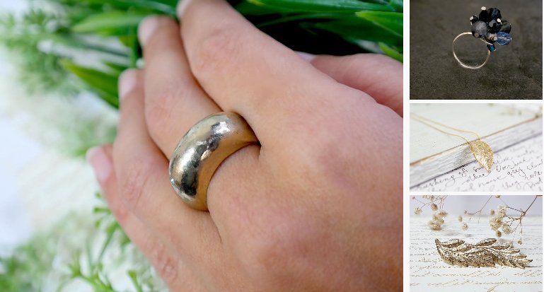 Unique Gift For Her, Gold Dome Ring with Crystal #jewelry #ring @EtsyMktgTool etsy.me/2C7JxT0 #uniquegiftforher #statementring
