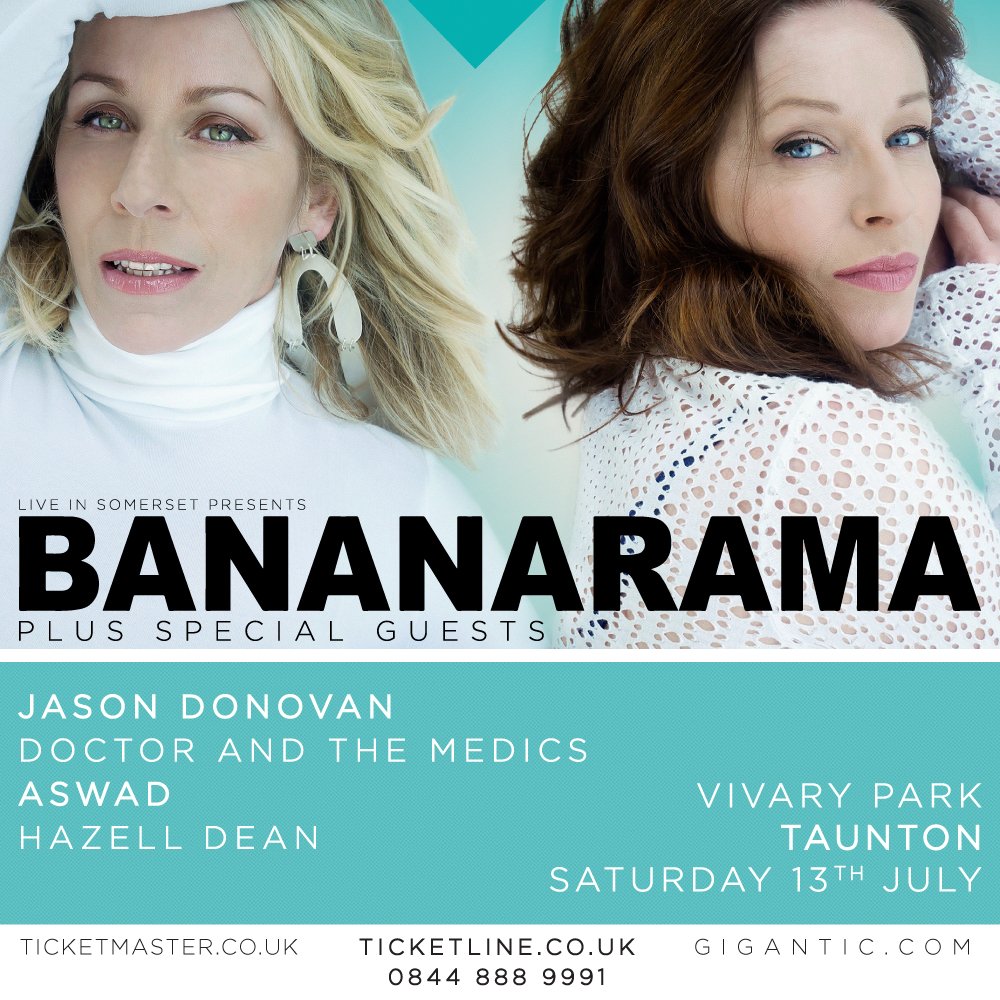 Early Bird tickets are going very fast, get yours before they're sold out!

The fantastic <a href="/VivaBananarama/">Bananarama Official</a> and special guests <a href="/JDonOfficial/">Jason Donovan</a>, @HazellHD, Doctor &amp; The Medics &amp; Aswad are performing on Sat 13th July in Vivary Park! 🎉

Get your tickets here: bit.ly/2RV1dZ6
