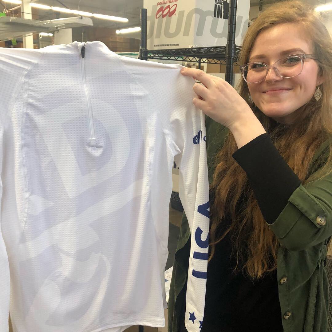 Podiumwear's tweet photo. Final inspection by our designer Lauren before these Nordic suits go in the box. @usanordic is going to look great this weekend!
#outfordelivery
#nordic
#nordiccombined
#customteamapparel
#usanordic
#podiumwear
#wegetit
#madeinmn
#madeinusa🇺🇸
#yayoubetcha https://t.co/TqD3AH76Yp