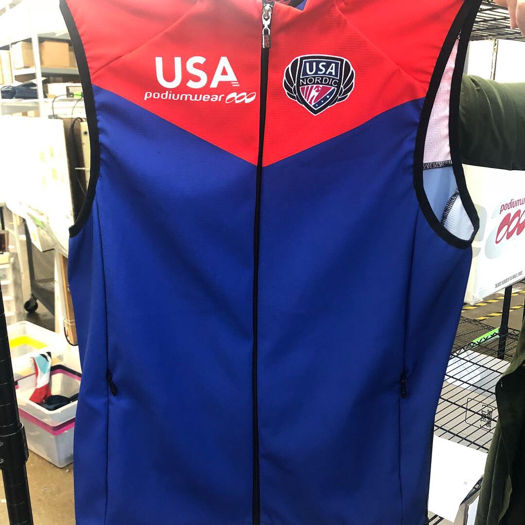Podiumwear's tweet photo. Final inspection by our designer Lauren before these Nordic suits go in the box. @usanordic is going to look great this weekend!
#outfordelivery
#nordic
#nordiccombined
#customteamapparel
#usanordic
#podiumwear
#wegetit
#madeinmn
#madeinusa🇺🇸
#yayoubetcha https://t.co/TqD3AH76Yp