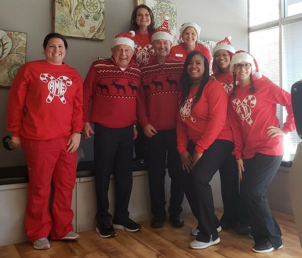 Holiday Haute Couture with Dr. Long and teams in Acworth and Peachtree City! Wear your wacky tacky sweater on your next visit to get braced and ready with our team! You could win a sonicare toothbrush! Details on our Facebook &amp; Instagram feeds! #HolidaySweater