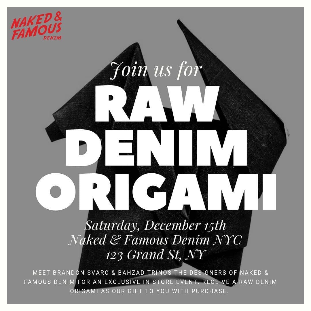 Naked & Famous: Raw Denim Origami Event in NYC - denimology.com/2018/12/naked-… @nakedandfamousdenim #rawdenim #selvedge #selvedgedenim #drydenim #madeincanada #newyork #events #nyc #soho #jeans #shopping