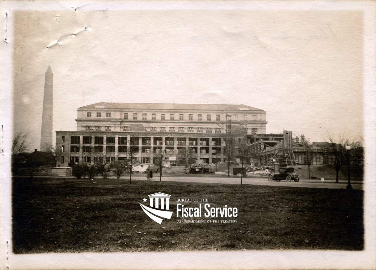 FiscalService's tweet photo. 100 years ago, Pres. Woodrow Wilson approved construction of the Liberty Loan Building (LCB) which has since been a landmark of the Tidal Basin. Check out the history of this not so 'temporary' building https://t.co/EKeiZ42RI9  #FunFiscalFact https://t.co/syHMWtgfCZ
