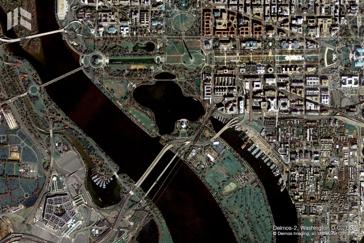 EarthDailyA's tweet image. #OTD in 1800, #WashingtonDC was officially registered as the capital of the United States. This is how this historic city looks like from the orbit of #DEIMOS2!