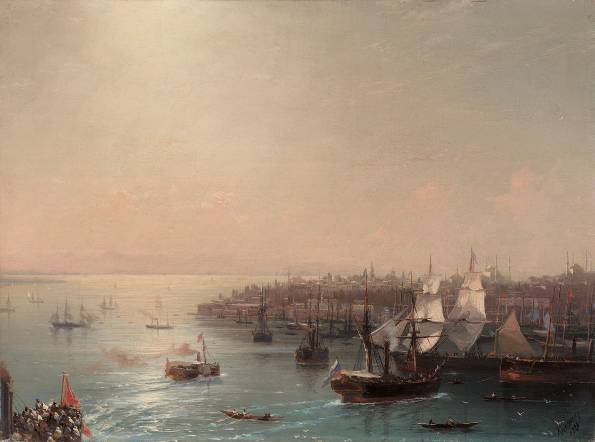 ghostofhellas's tweet photo. '’A Arrival of the Russian Ship in #Constantinople’’, 1880, Ivan Aivazovsky. https://t.co/e3gWPlcEpJ