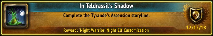 EmixPemix's tweet image. I just earned the [In Teldrassil's Shadow] Achievement! #Warcraft
