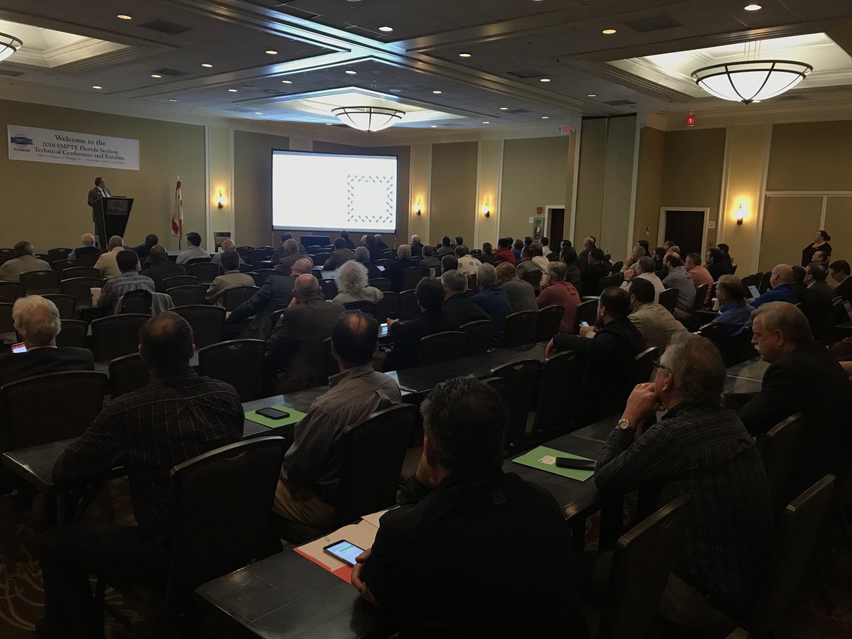 smptefl's tweet photo. SMPTE President Matthew Goldman presenting the question of “4K or not 4K?” #SMPTE #SmpteFlorida #FTC18  @Media_Kind https://t.co/veohwA7Ap0