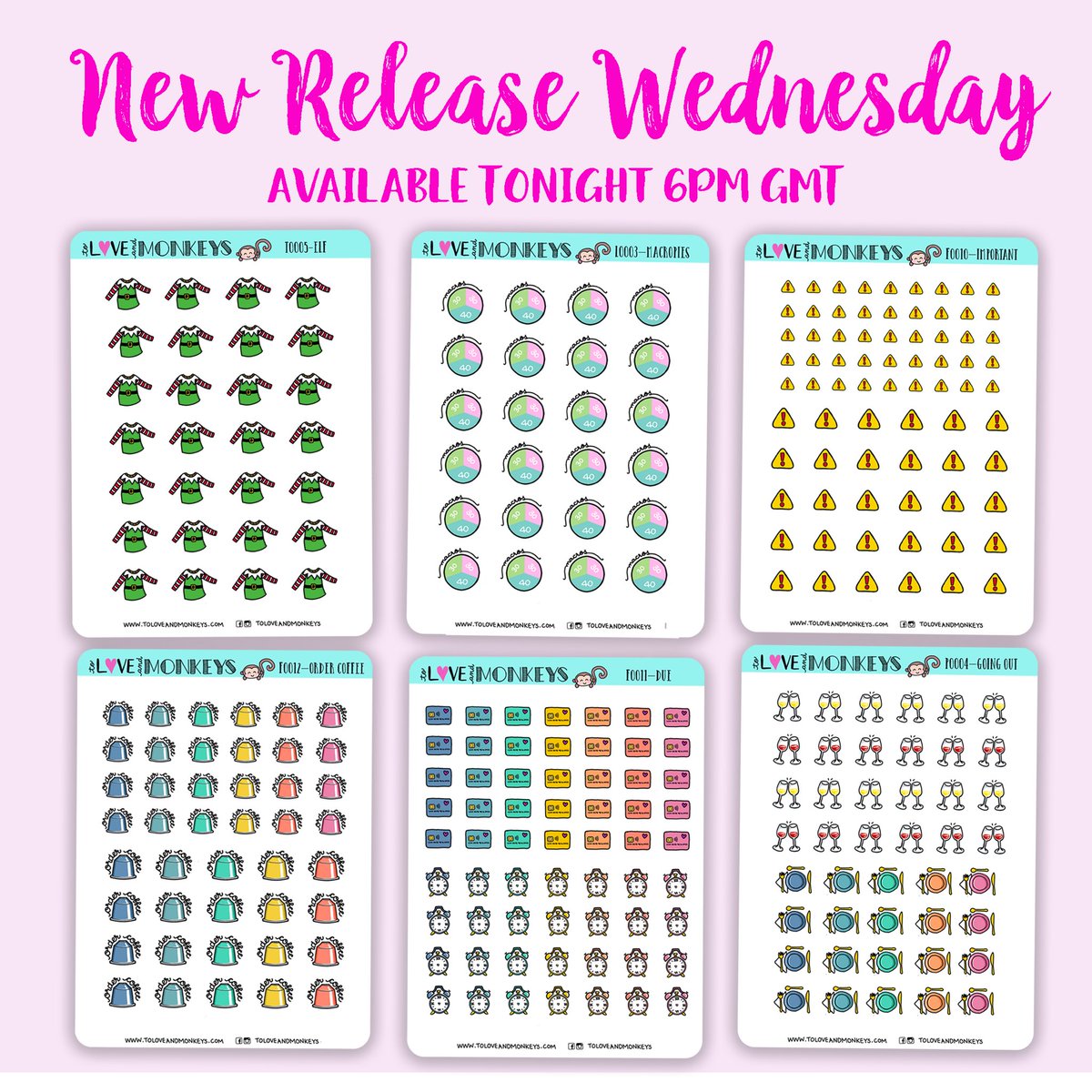 2loveandmonkeys's tweet photo. #newreleasewednesday! #plannerstickers for #hobonichi up in the shop now 🥂💝🐒 https://t.co/O1IwyqhXyj https://t.co/tO23N1jIby