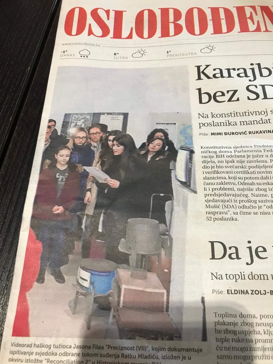 ArtistJasonFile's tweet image. ... and we made the front page of the newspaper in #sarajevo ! @Oslobodjenjeba @UAL @ArtsAlumni @ChelseaUAL 
#artandlaw #artandhumanrights #artandconflict #artandevidence #artandwar #artandtestimony