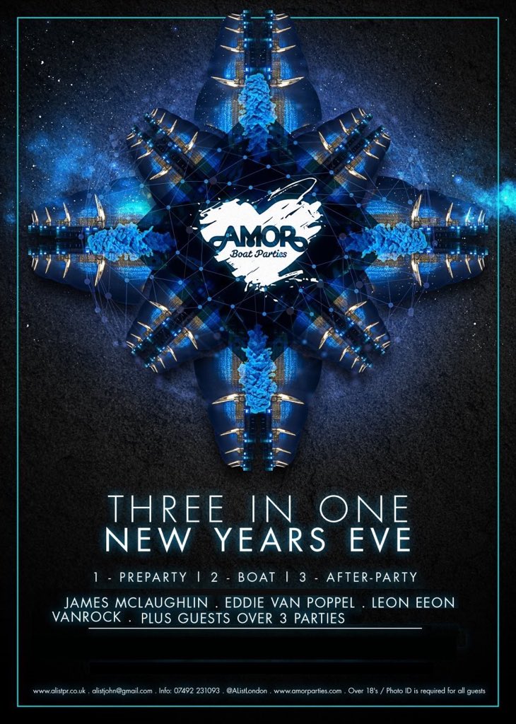 AList_PR's tweet photo. Amor New Year's Eve Trio - 3 in 1 Boat Party & two Clubs ✨✨⭐️💫 #NYE2019 #London #Glam #DressUp #HouseMusic #3Parties #DJProducers #BoatParty #AfterParties Advanced tickets https://t.co/QcYIWDZ19u Call +44 7492 231093 info@amorboatparties.com 🤩💎💙 https://t.co/0B5wBfDiKB