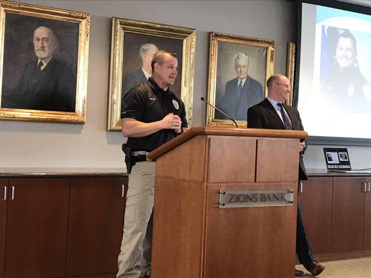 PaulMurphysLaw's tweet photo. Jeff Haney &amp; Sandy Sgt. Jason Nielsen share how they handled social media warnings of violence at @canyonsdistrict @PRSAltLake #GoPRSA https://t.co/Eru2gOyexH