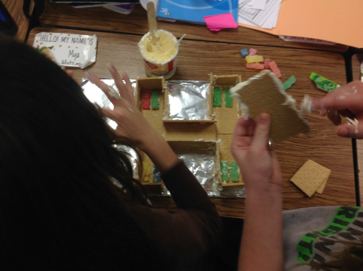 Eiler_teachMIS's tweet photo. 4th grade math students building gingerbread houses after a week of hard work planning, finding area, perimeter, patience, and lots of teamwork! @MIS_SocialMedia https://t.co/gIG7zgnYRw