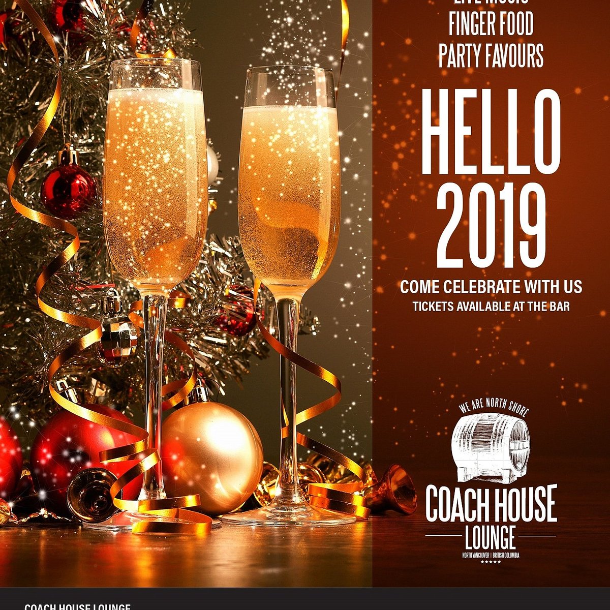 CoachHouseVan's tweet photo. Join us for our New Years Eve party $25 ticket($20 at bar until Dec 20th) gets you entry to private party, guarantees a seat, party favours, live music, finger food throughout the night and a champagne toast.
 Ring in the new year in a cozy, intimate setting with family &amp; friends https://t.co/2nPywULPzz