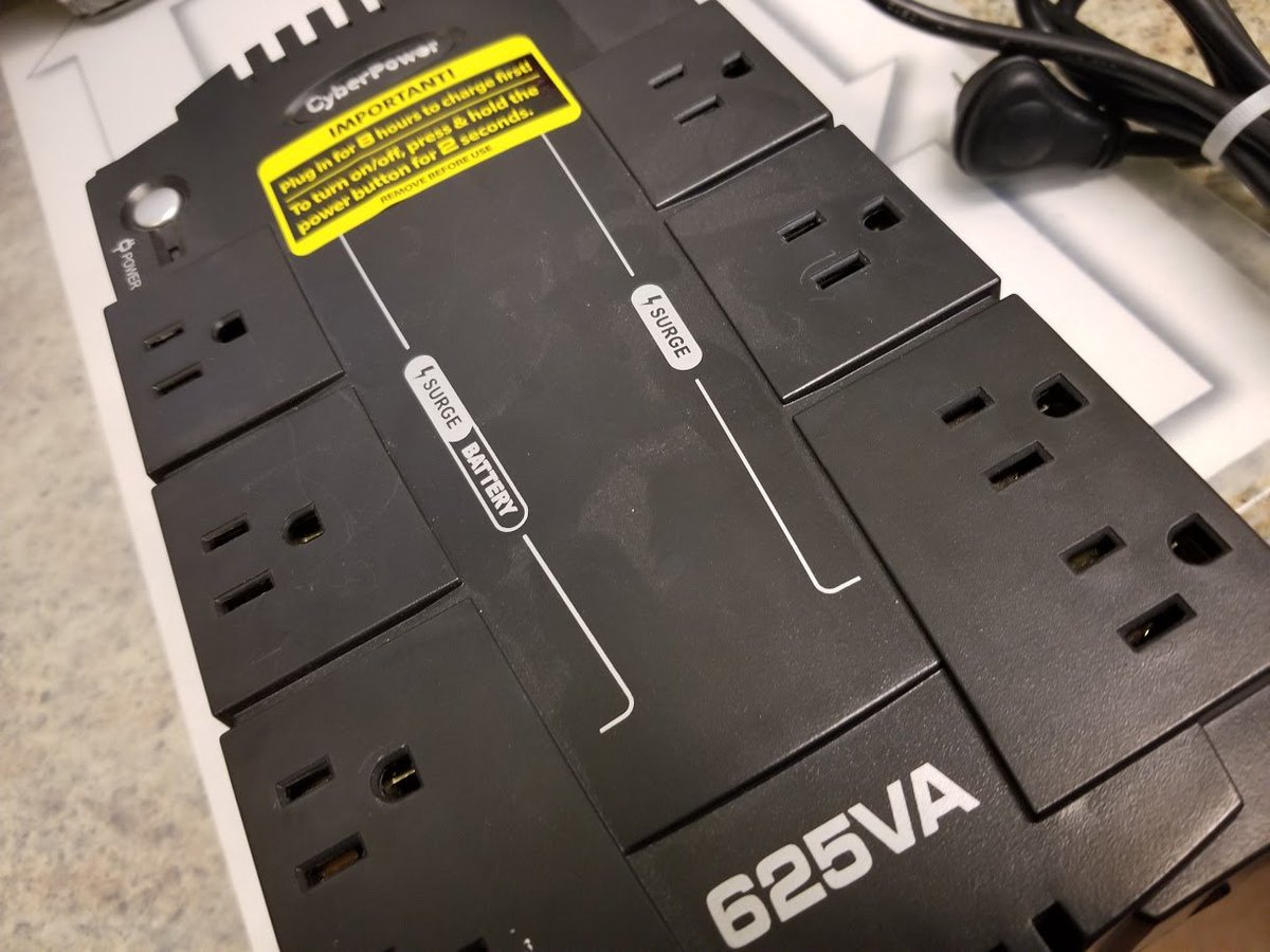 OfficeDivvy's tweet image. The lousy #BatterBackUp unit made by #CyberPower went bad, tripped the breaker, and damaged our wi-fi router -- causing a 50 minute downtime for us and our members and clients today. 

You must have a proposed remedy for this @cyberpowerinfo, yes?