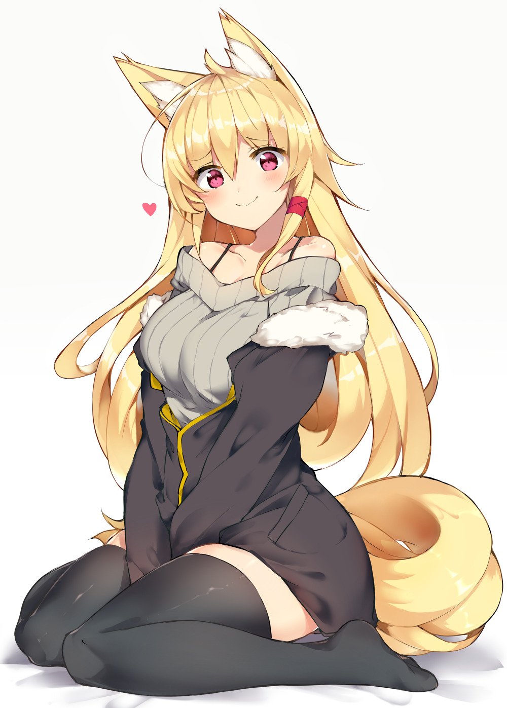 Anime fox girl with white hair drinking on Craiyon