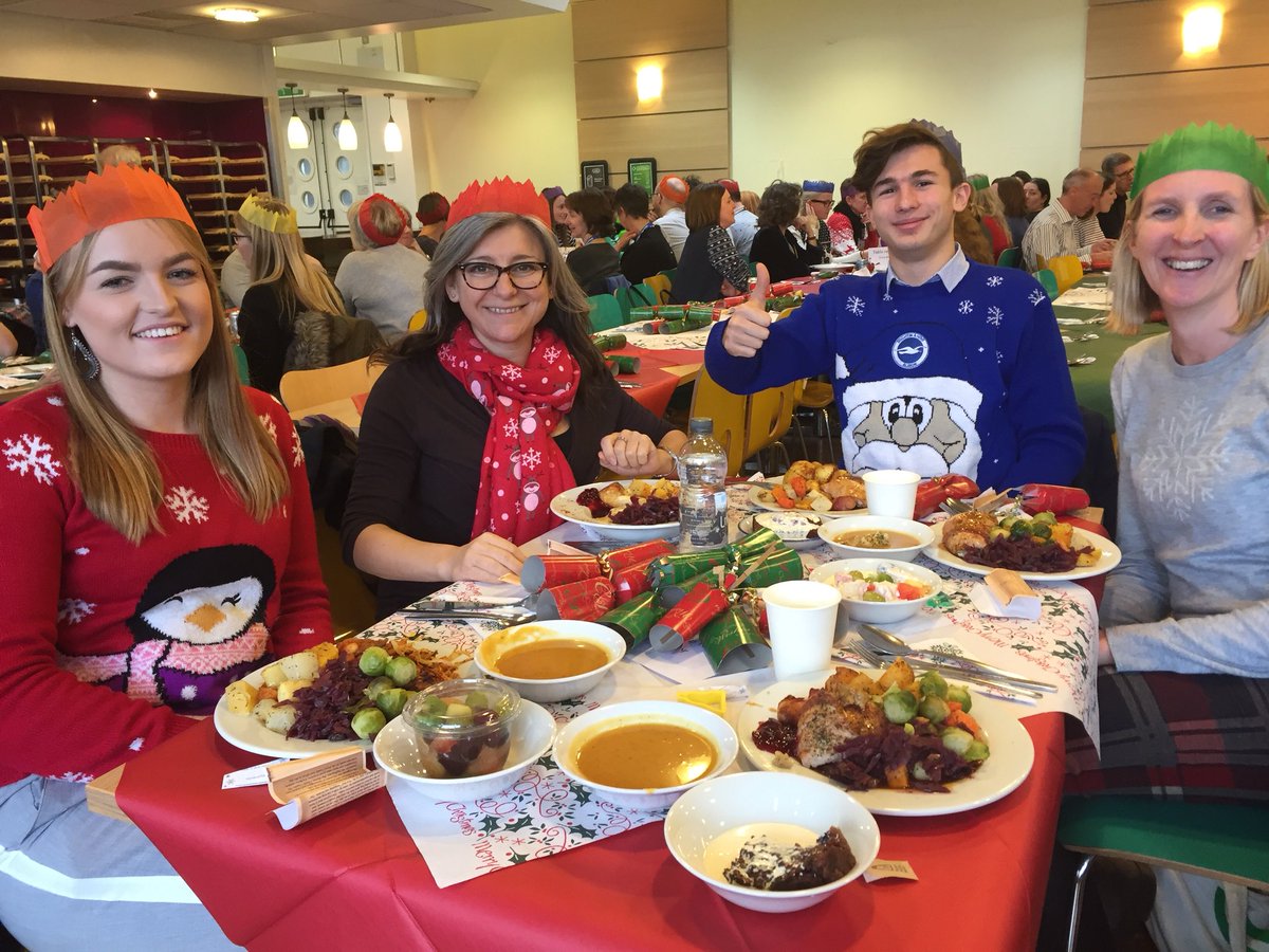 Apprenticeship Team don their Festive jumpers to enjoy a fab Christmas lunch with <a href="/uniofbrighton/">University of Brighton</a> staff. #brightonforever Thanks <a href="/UoBfood/">UoB Food & Drink</a>