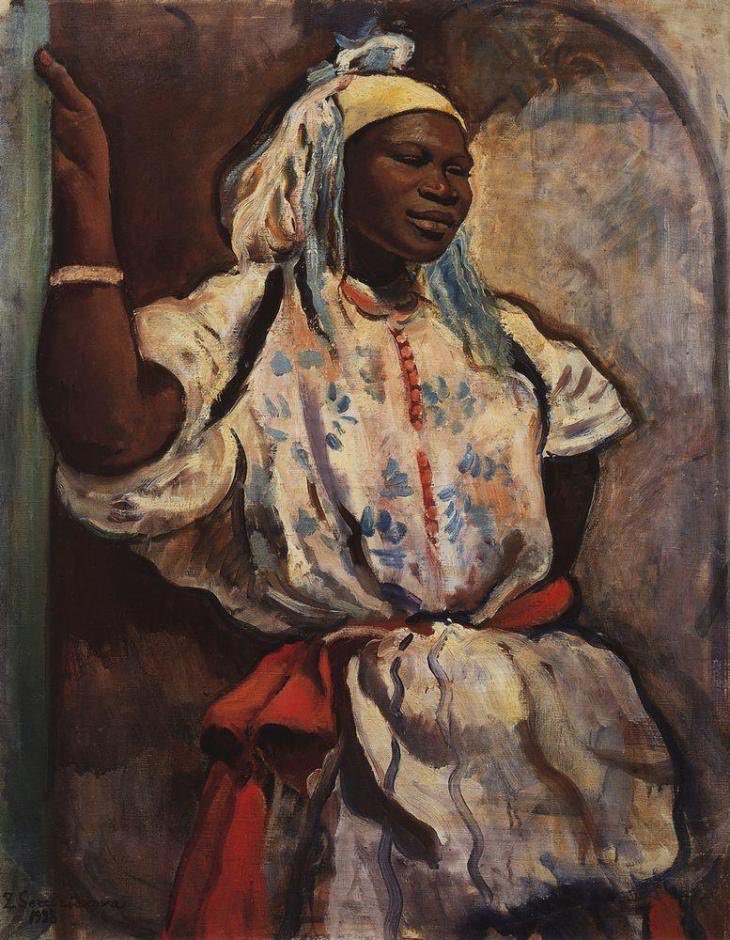 PP_Rubens's tweet photo. Woman in white, Morocco, 1928. By Zinaida Serebriakova, whose day has been today. https://t.co/WeEFPucRYC