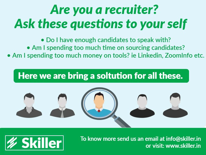 If you are a recruiter, ask these questions to your self.

#recruiter #placements #sourcing #services #skiller #BookATrail

<a href="/multiSEARCHSA/">multiSEARCH</a> <a href="/makenastaffing/">Jodi Barcelona</a> <a href="/CapterraHRtech/">Capterra Talent Mgmt</a> <a href="/LinkChainX/">LINKCHAIN</a>  <a href="/ExpressProsMN/">ExpressProsWoodburyMN</a> <a href="/cameroncraig/">Cameron Craig Group of Recruiters</a>