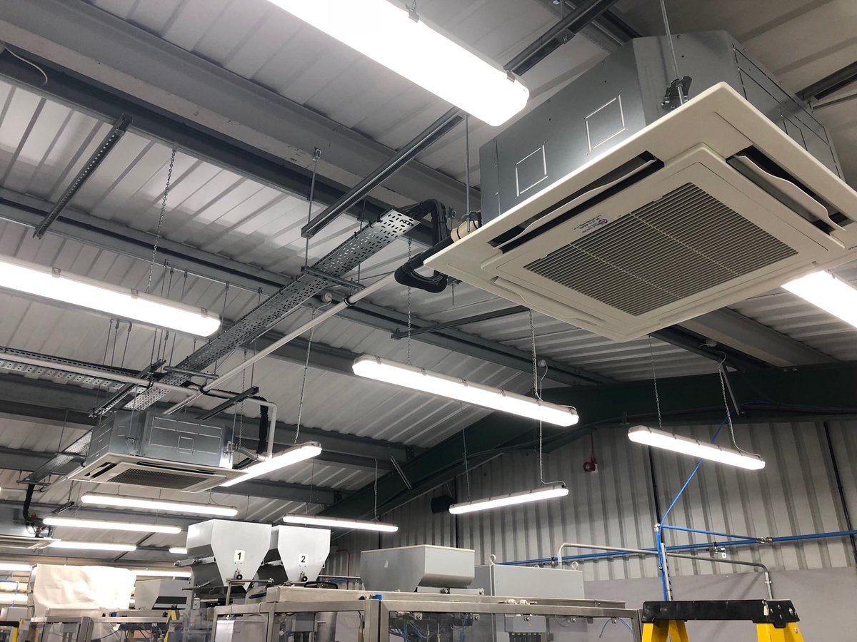 8x Toshiba Cassettes installed to local factory to provide heating &amp; cooling!