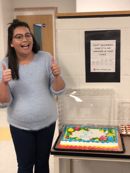 HallCCMMS's tweet photo. Baby Hall is so lucky to have so many role models like the Arctic Wolves team-so thoughtful and fun-loving! Thanks to @BowmanCCMMS, parents and, and students for my surprise shower. You’re too good to me! https://t.co/RTZsuKkawe