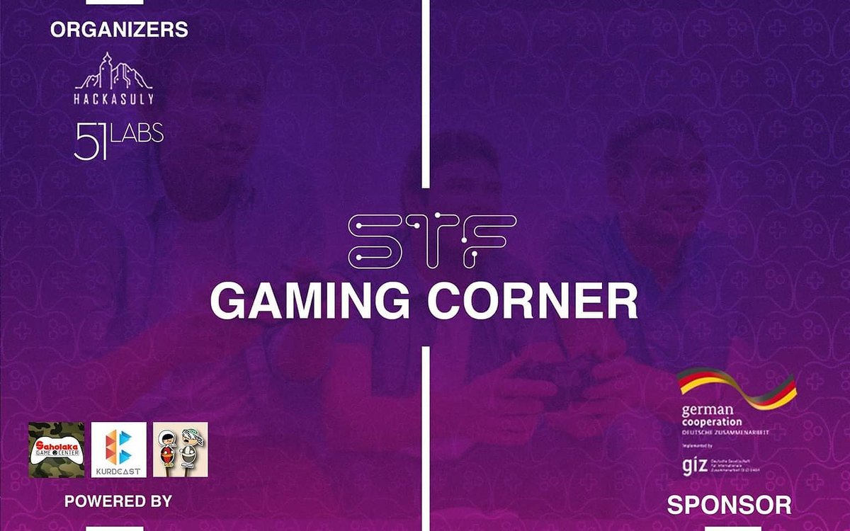 hackasuly's tweet photo. Challenge your gamer friends at STF Gaming Corner.
From 1:00 pm - 4:30 pm
Gaming Corner Powered by: Game Center Sahollaka, @kurdcast, @KawaKhaje
#HackaSuly #SuliTechFest https://t.co/srwdNzqtr3