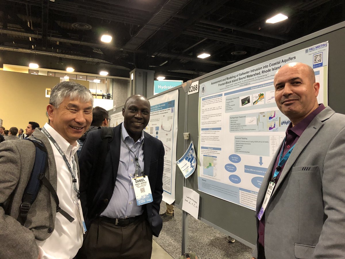 H2O_Soni's tweet image. Mamoon's poster presentation today at the #agu2018 
Happy to see @pinghydro and #danielmoriasi @URI_GEO 
# saltwaterintrusion #modflow #seawat