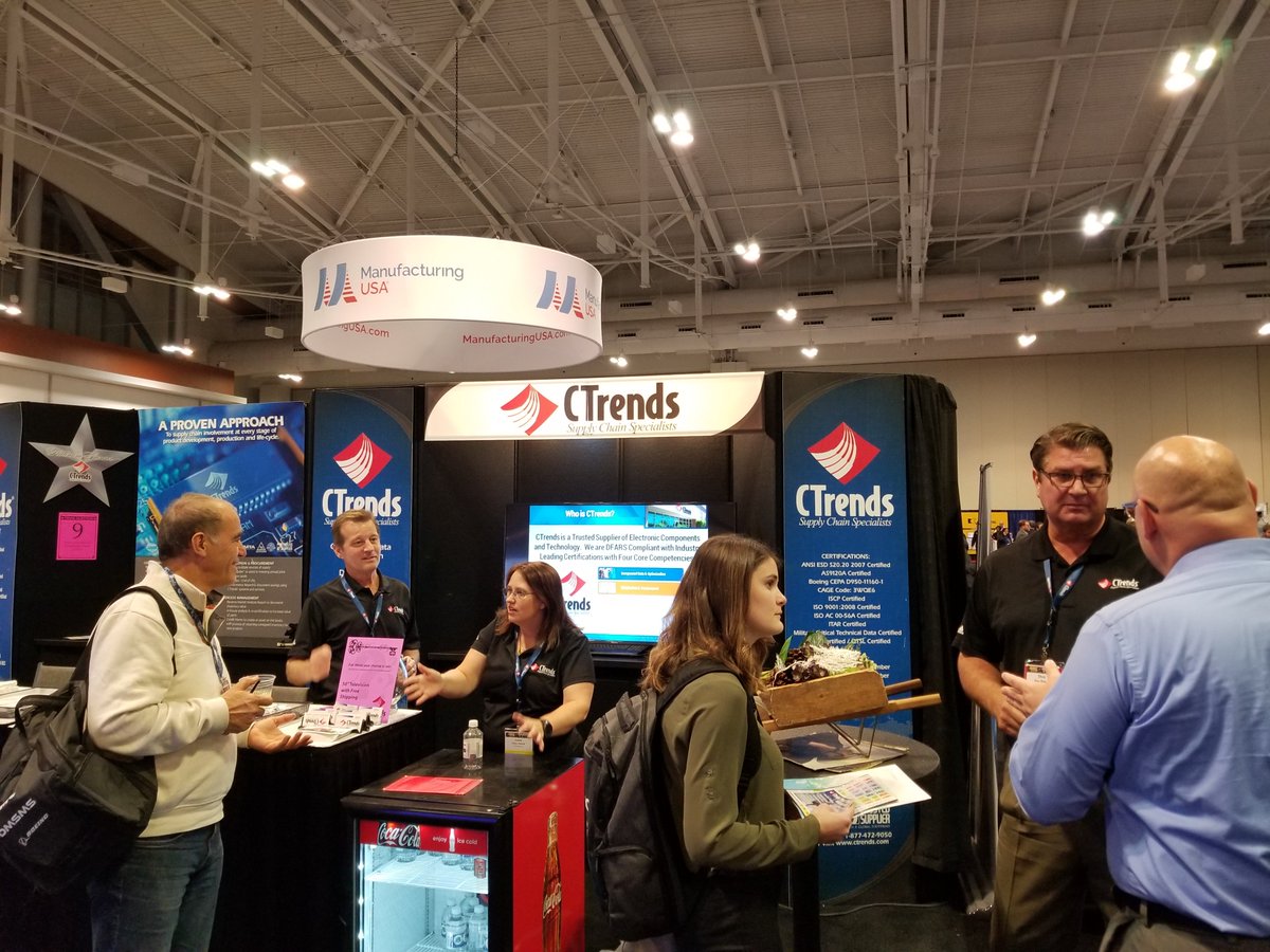 ctrends_inc's tweet photo. Thanks everybody who visited CTrends at #DMSMS2018. We are proud to be your DFARS Compliant Trusted Supplier of Electronic Components. We support EOL, Obsolete, Hard-to-Find and Constrained parts.  As a QSLD and QTSL supplier, our Risk Mitigation Lab is vetted by the DLA. https://t.co/1gzxhvHoHn
