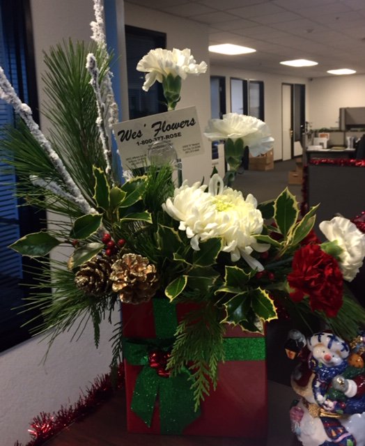 Wes' Flowers, a local flower company came by today and dropped off this festive arrangement.
Thank you <a href="/WesFlowersCa1/">WES FLOWERS</a> for beautifying our lobby desk!