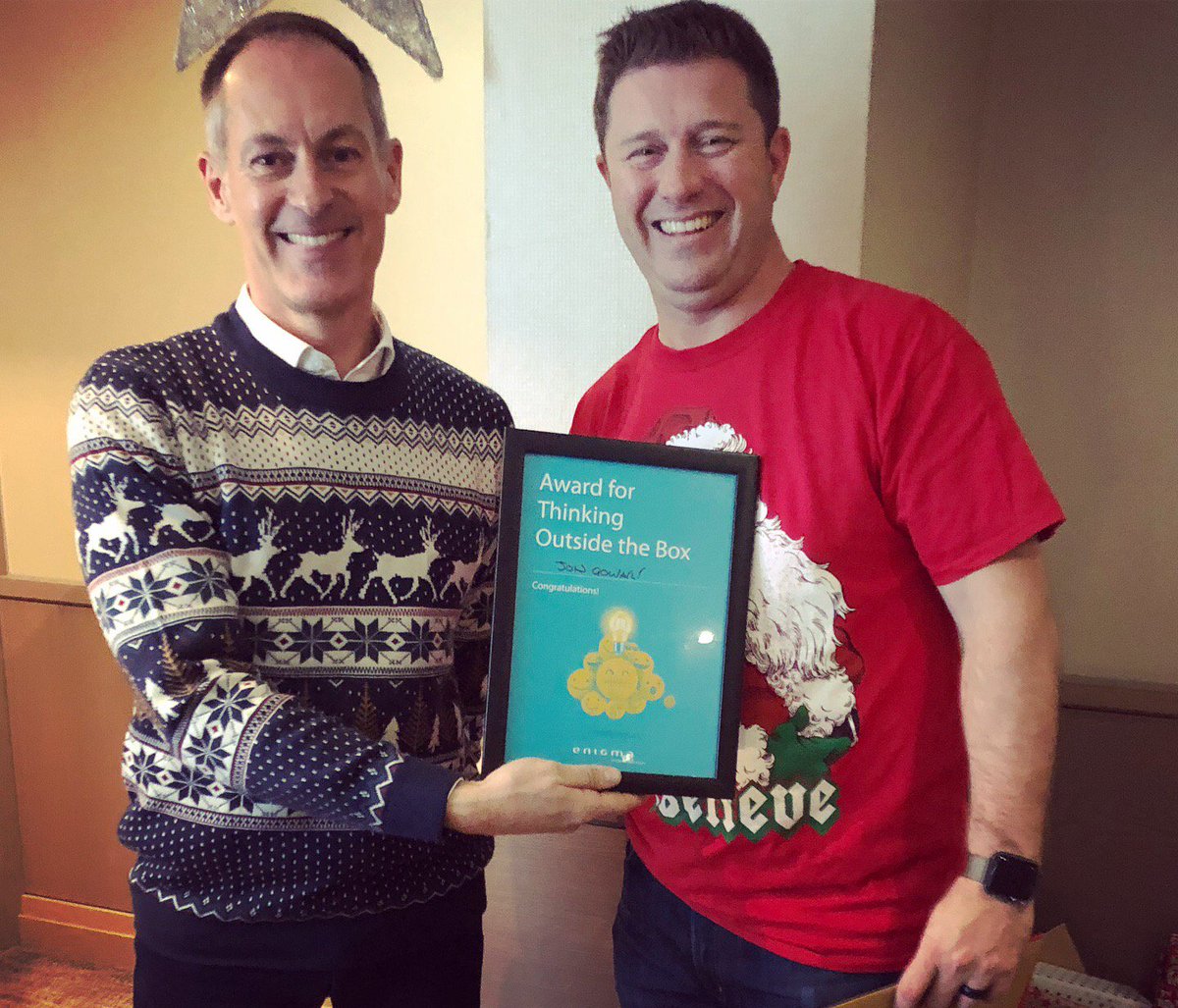 Today we came to work in #Xmas #jumpers, exchanged #SecretSanta gifts and had our first 3 winners for the Enigma Employee Awards! Congrats! #winners #employeeawards