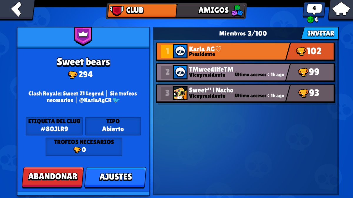 Queremos anunciar que ya tenemos nueva banda en el juego "Brawl stars" 

Hacemos una invitación a todos aquellos jugadores que sean nuevos o con experiencia, por el momento no pedimos ningún requisito, así que bienvenidos sean todos🎊🎉

Se agradece RT😅

link.brawlstars.com/invite/band/es…