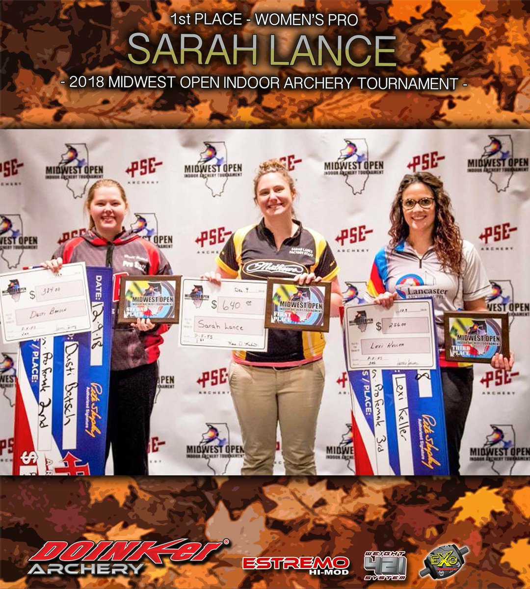 DoinkerStabs's tweet image. Congratulations to Team Doinker&apos;s Sarah Lance on her 1st Place Win @ The 2018 Midwest Open!
#TeamDoinker #MidwestOpen #winning #Doinker #archery