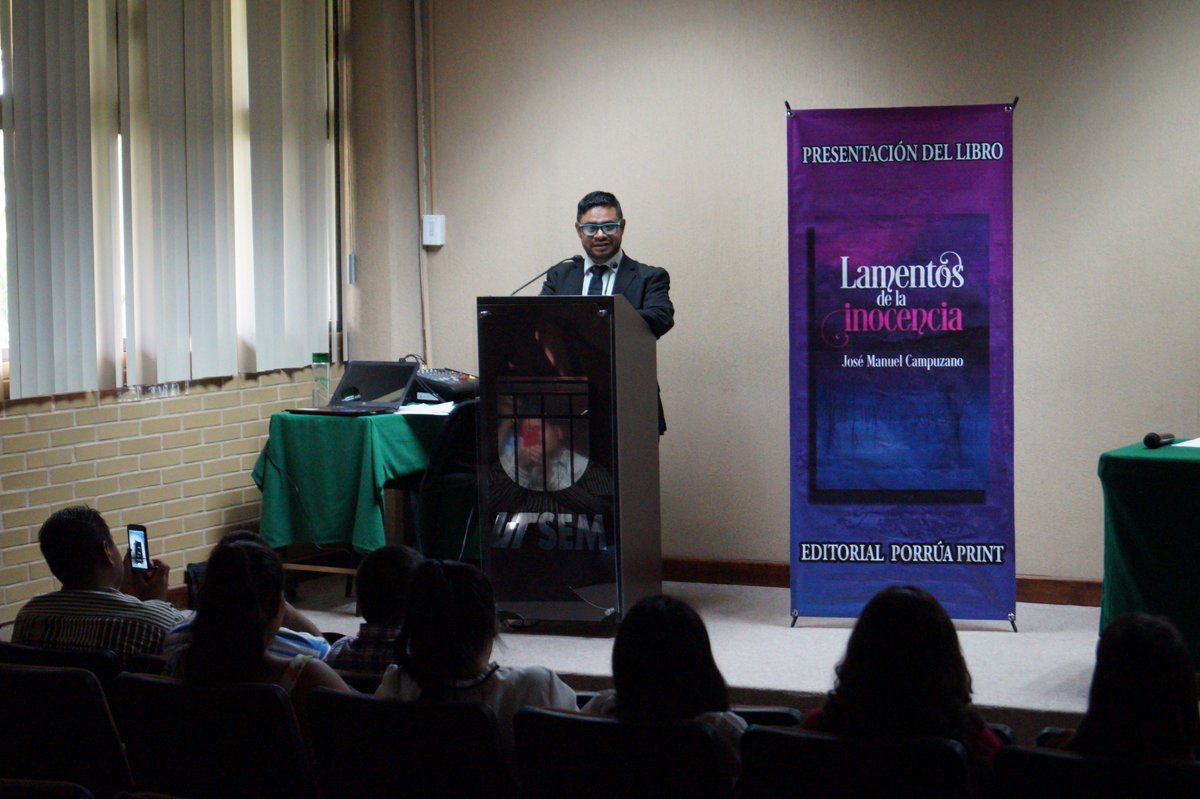 UTSEMor's tweet photo. El escritor y docente Dr. José Manuel Campuzano, presentó en la @UTSEMor su libro "Lamentos de la inocencia". Su obra está integrada por 25 poemas, los cuales son un viaje a las distintas emociones. El Dr. Campuzano es docente y coordinador de @EEPE_UTSEM #OrgulloUTSEM https://t.co/63PmjHfYtM