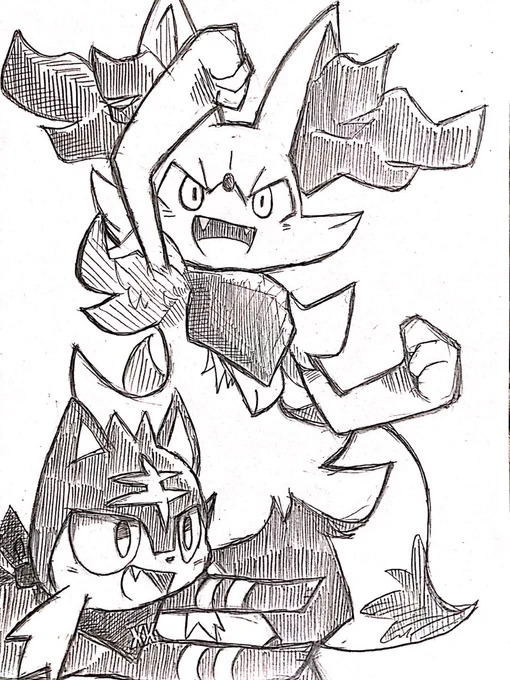 @mako_mickt お待たせしました!リルとロッドくんの絵を描かせていただきました! 