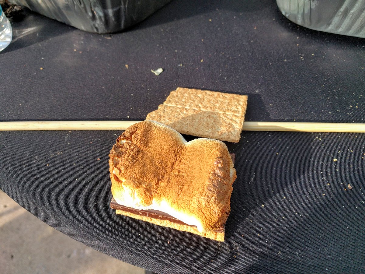 DaveTheC's tweet photo. Finest S'More ever. Love that tan color and lack of crust. Working the firepits at the Follett Holiday Walk Around.  #ThisisFollett #smores https://t.co/EVKDK35ybz