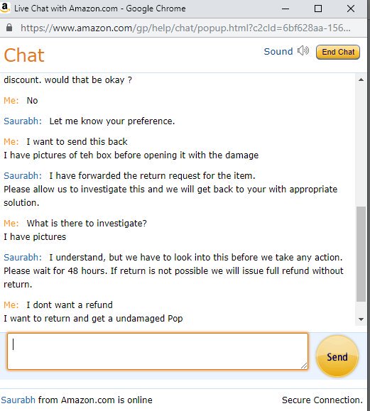 VB_FIT's tweet image. 2 hours over a $10.99 @OriginalFunko that @amazon @UPSHelp shipped and was received damaged (see pics) and I cannot get a return label to send back.  2 Phone calls, 3 chats, and all these tweets. @RipoffReport #ripoff #scam @JeffBezos #shippingissue